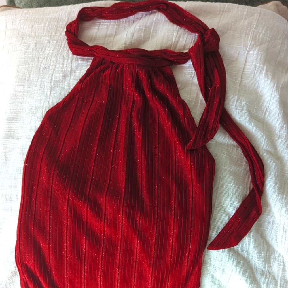🆕 A. Byer Red Halter Necktie Bow Small